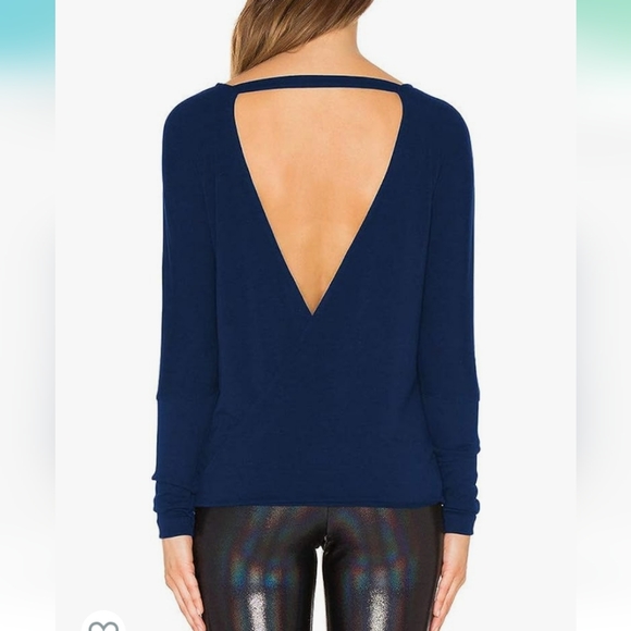 Blue Open back long sleeve shirt - Picture 3 of 16